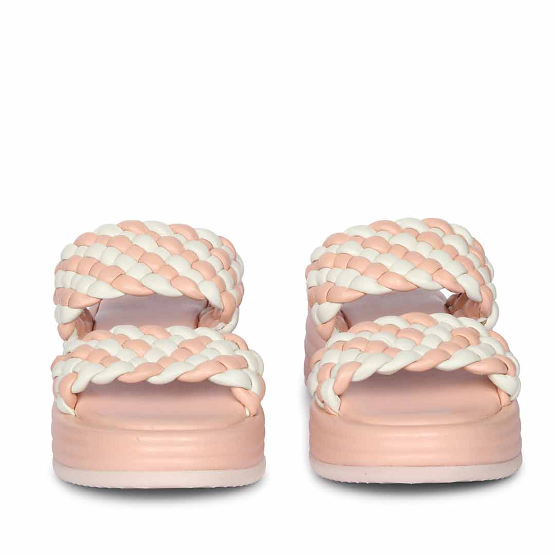 Saint Flurina Pink Woven Leather Platform Sandals