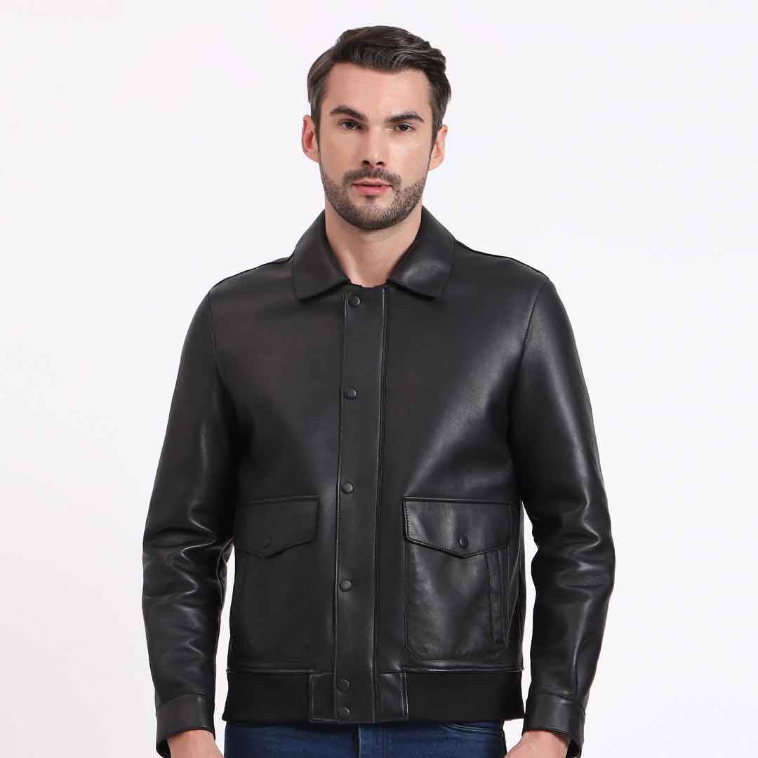 Saint Dion Black Leather Men's Jackets