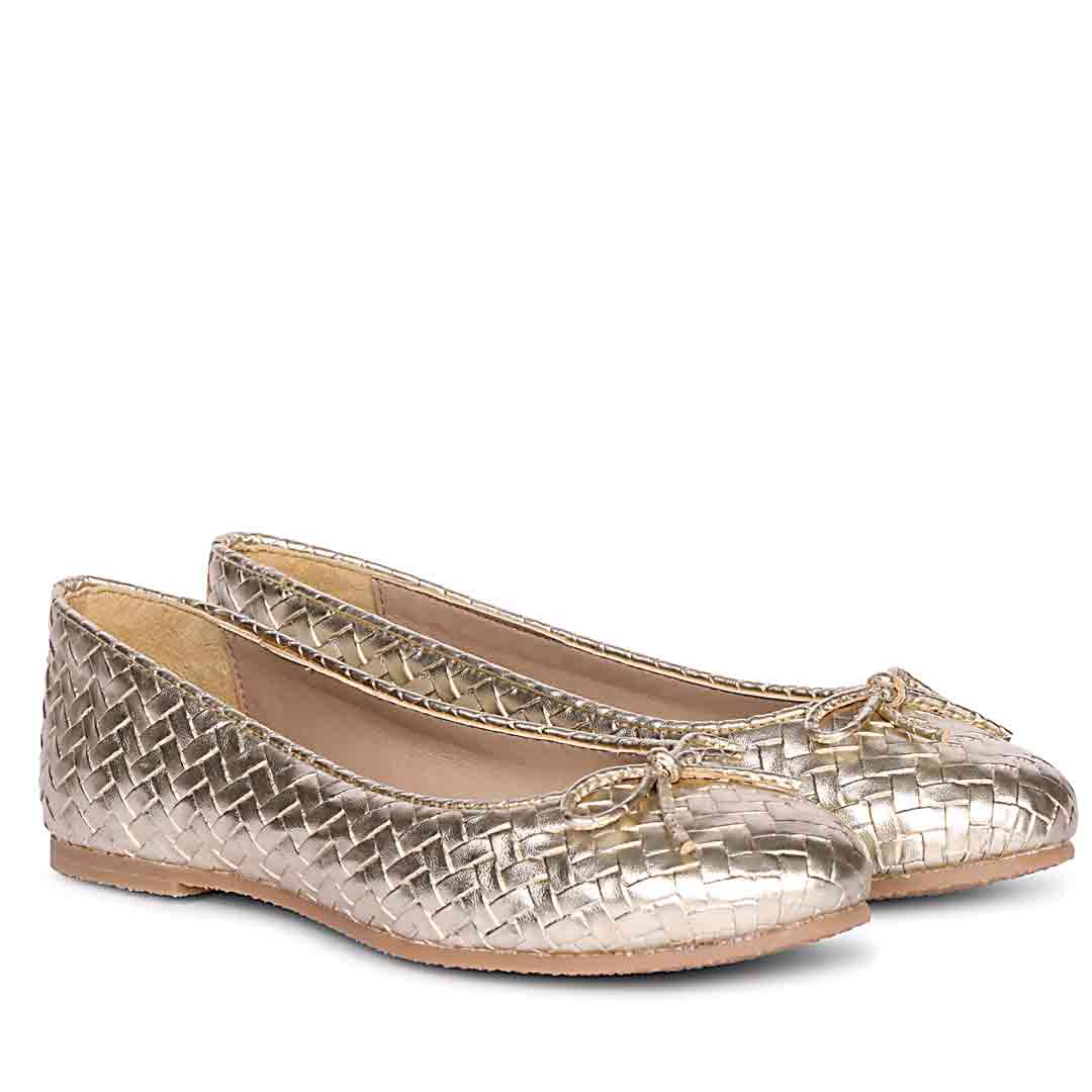 ViviBlu Gold Leather Ballerina