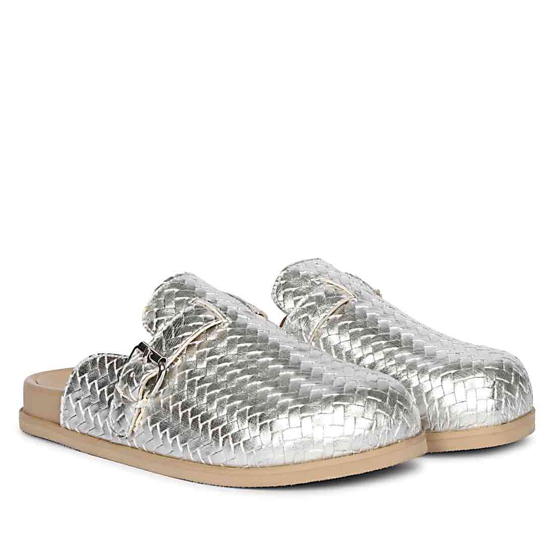 ViviBlu Silver Leather Mules