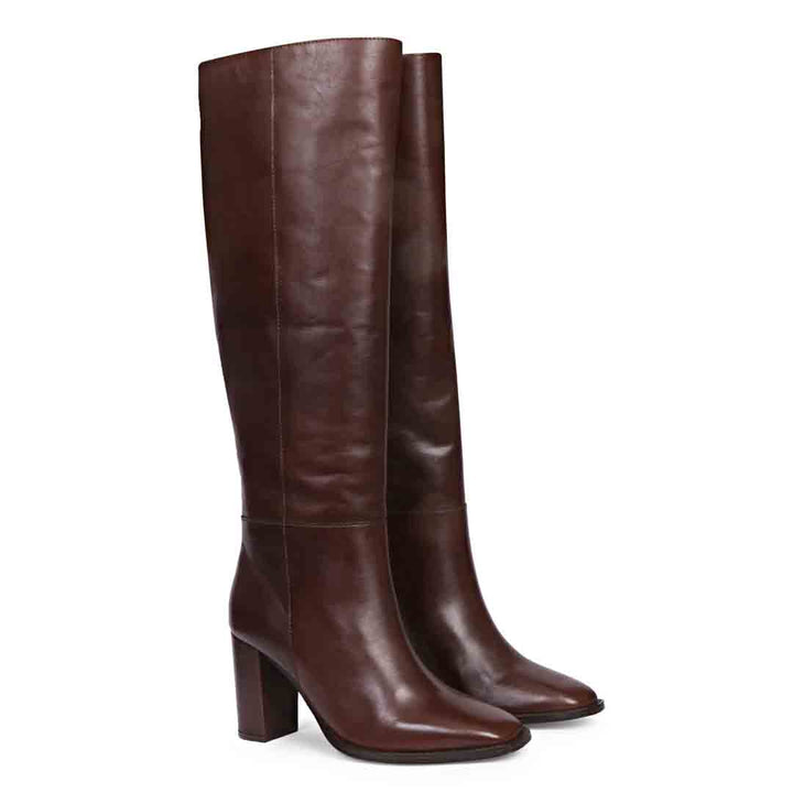 Saint Lia Brown Leather Knee High Slouch Boots