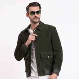 Saint Travis Green Olive Suede Leather Men's Jacket