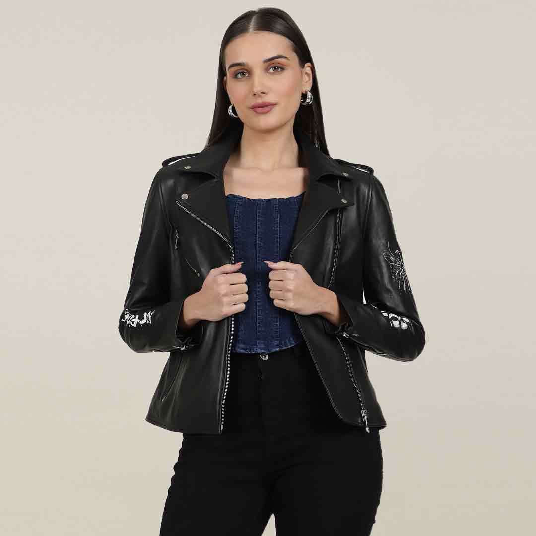 Saint Saira Black Leather Women Jackets