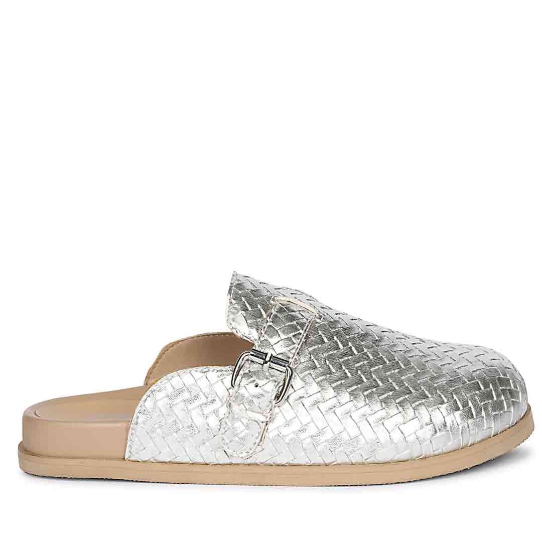 ViviBlu Silver Leather Mules