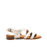 El Naturalista White Embellished Leather Block Sandals with Buckle