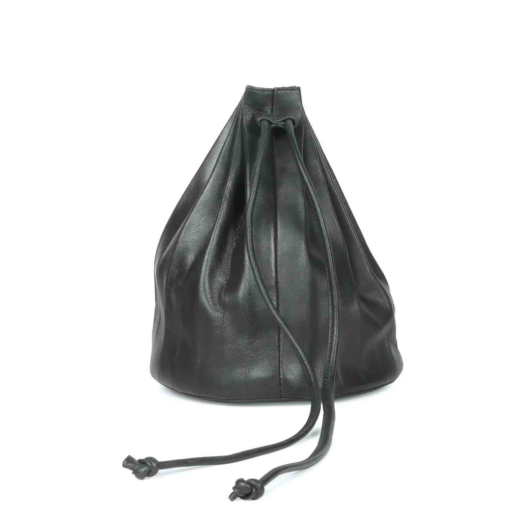 Favore Black Leather Drastring Pouch