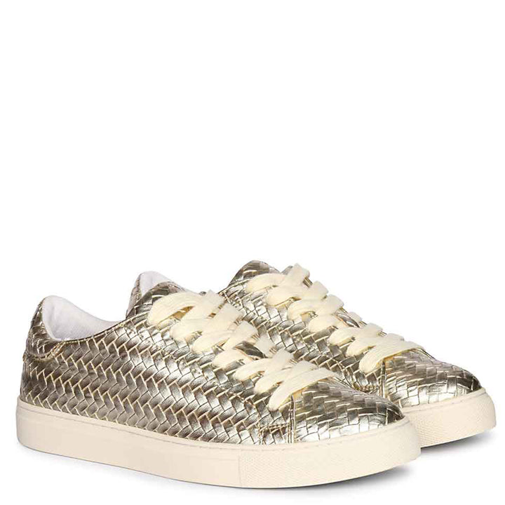 Saint Liza Gold Leather Sneakers