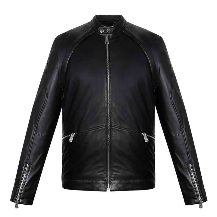 Saint Ethan Men Black Leather Cafe Racer Jackets