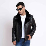 Saint Harley Black Calf Leather Men's Biker Jacket