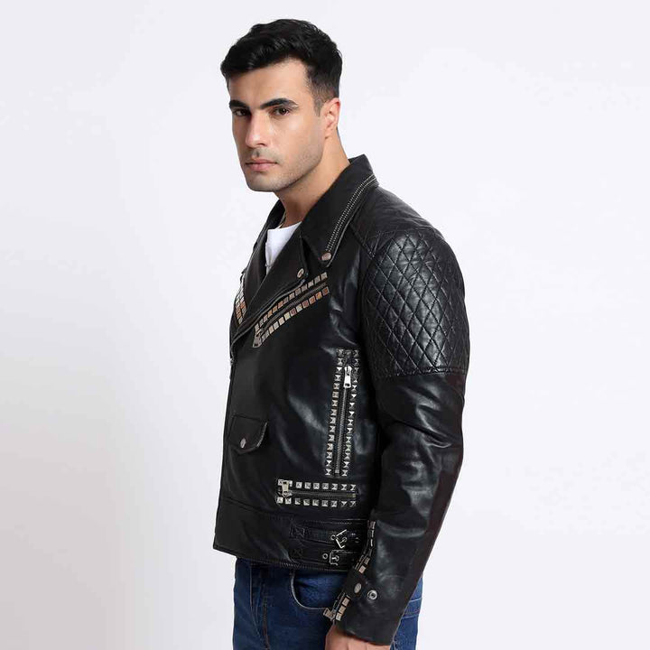 Saint Isaac Black Leather Men's Biker Jackets