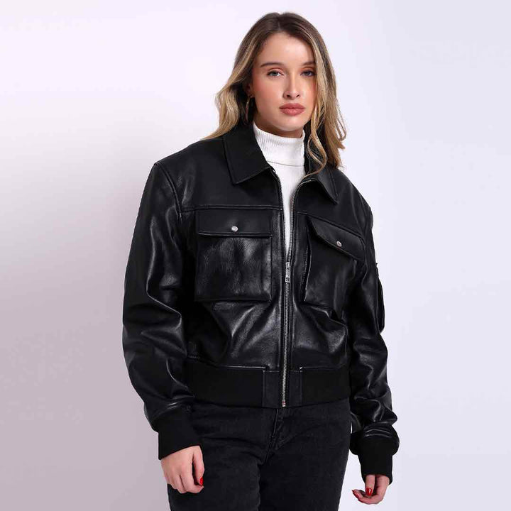 Saint Rosine Women Black Leather Jackets