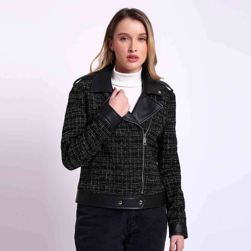 Saint Adria Grey Leather Women Collar Jackets