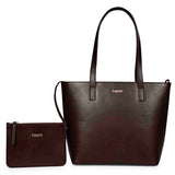 Favore Textured Dark Brown Leather Structured Shoulder Bag With a Small Pouch