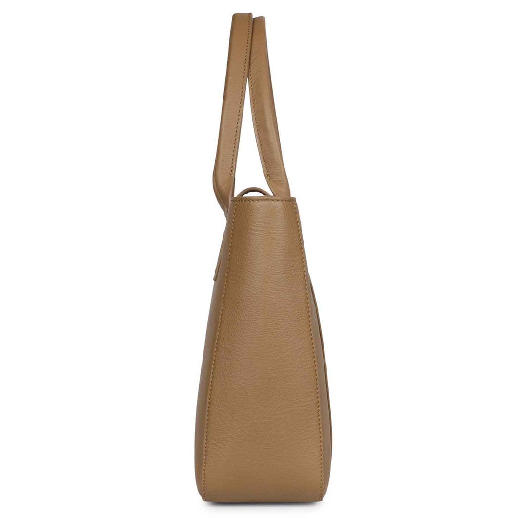 Favore Brown Leather Oversized Structured Handheld Bag