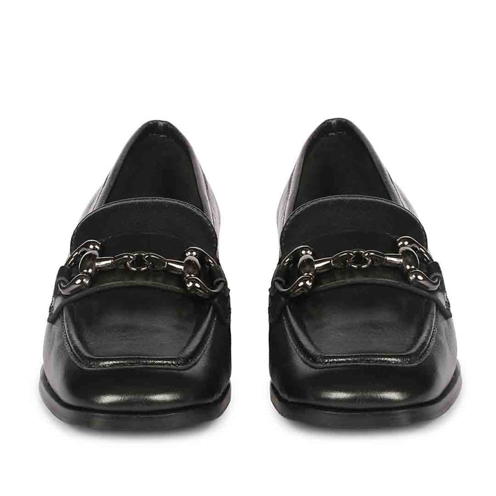 Saint Jenny Black Leather Handcrafted Moccasins