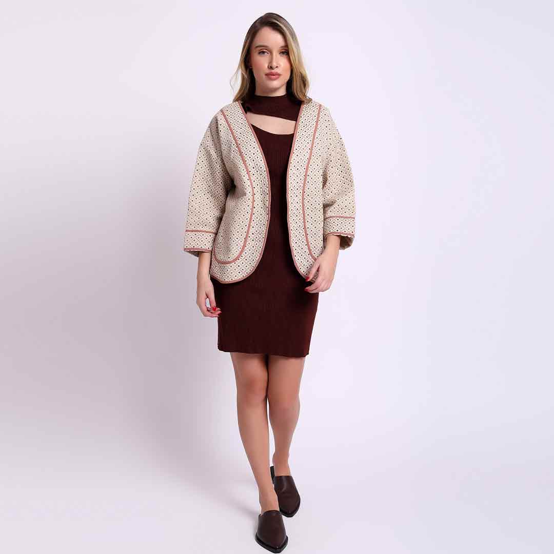 Saint Elyna Womens Beige Vanessa Chanmbrey Jacket