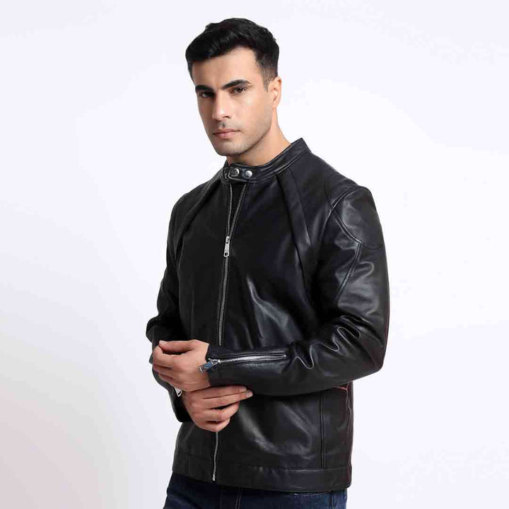 Saint Ethan Men Black Leather Cafe Racer Jackets