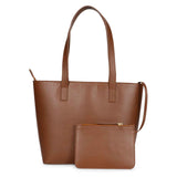 Favore Textured Brown Leather Structured Shoulder Bag With a Small Pouch