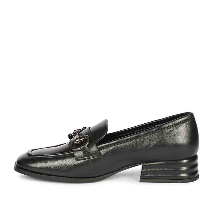 Saint Jenny Black Leather Handcrafted Moccasins