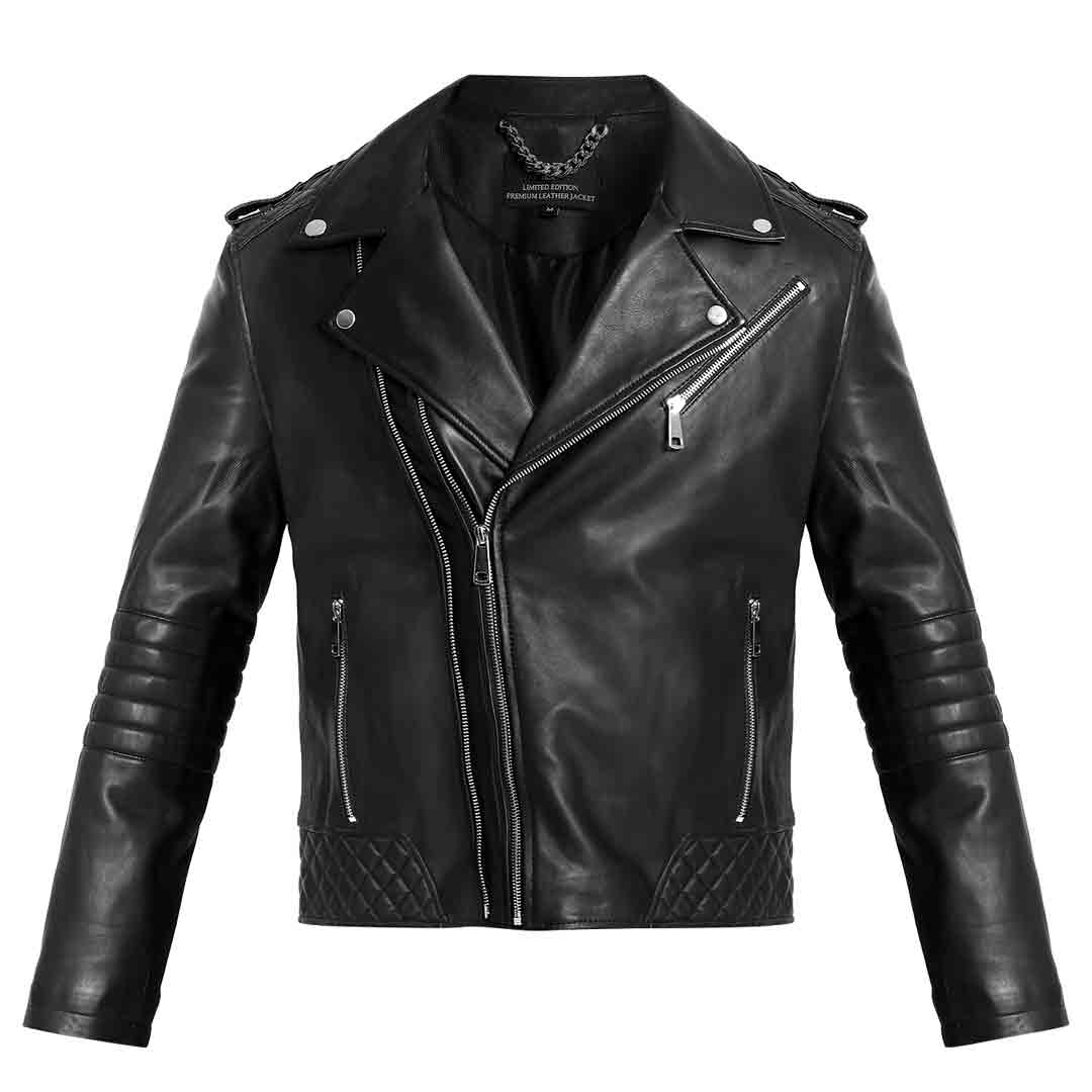 Saint Logan Men's Black Leather Biker Style Jackets