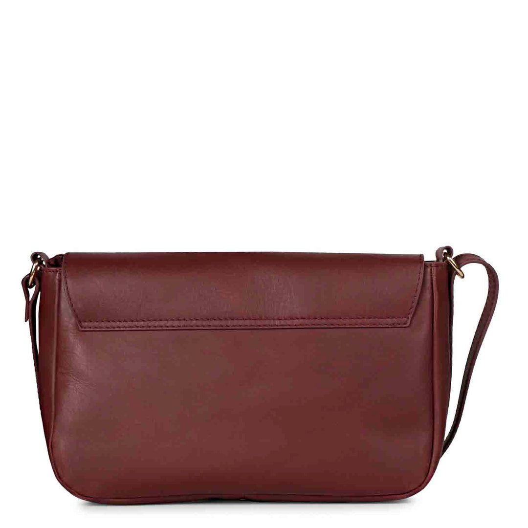 Favore Dark Brown Womens  Leather Structured Sling Bag