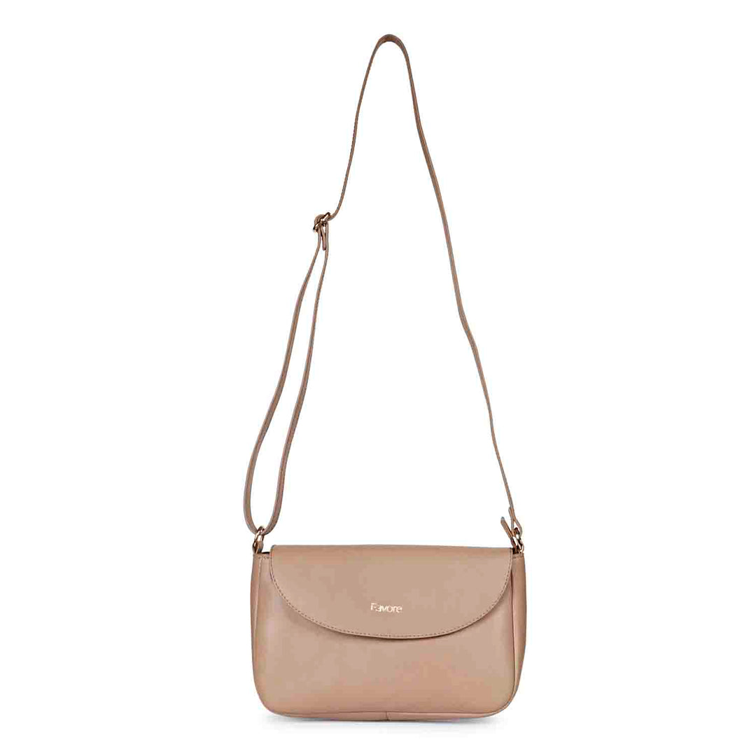 Favore Peach Womens  Leather Structured Sling Bag