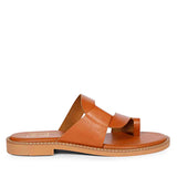 ViviBlu Tan Leather Flat Sandals