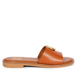 ViviBlu Tan Leather Flat Sandals