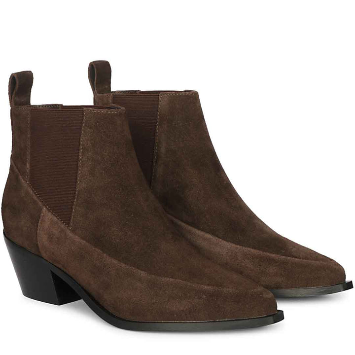 Saint Meline Brown Leather Ankle Boots