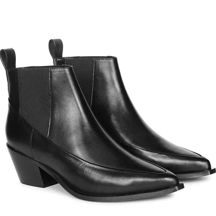 Saint Meline Black Leather Ankle Boots