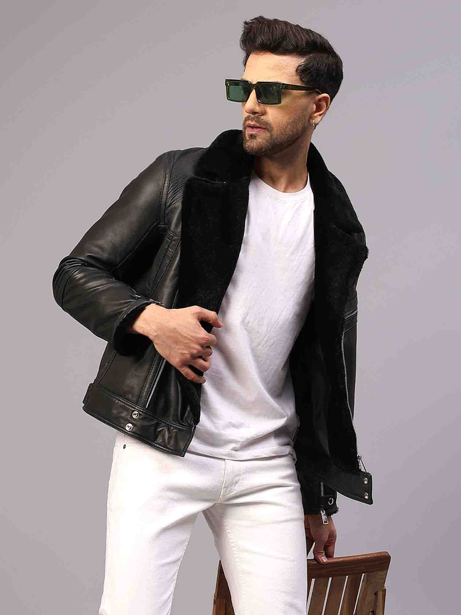 Men's Street Wear Shirt Collar Vintage Brown Leather Jacket - Jackets  Masters