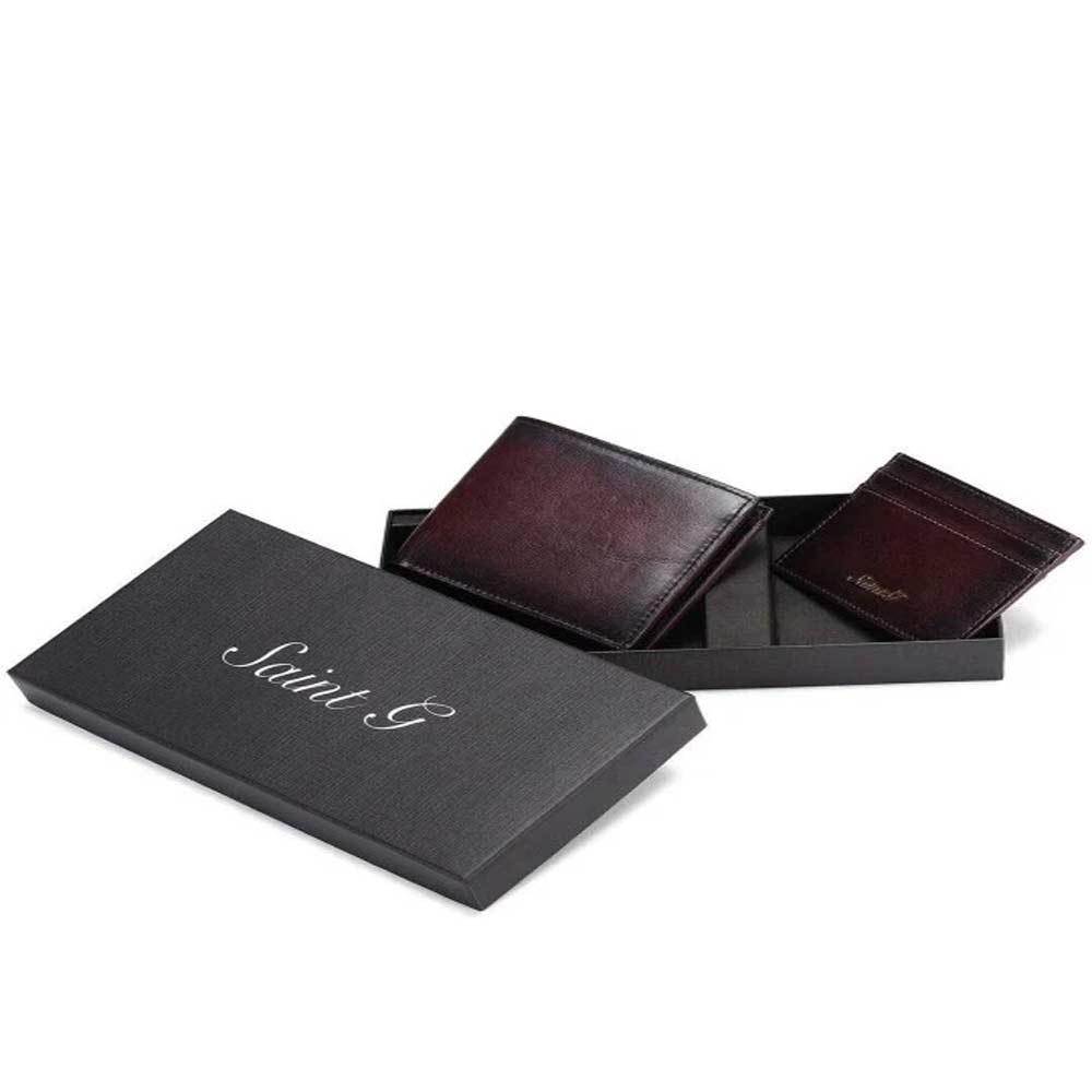 Dark Brown Leather Men's Wallet Set