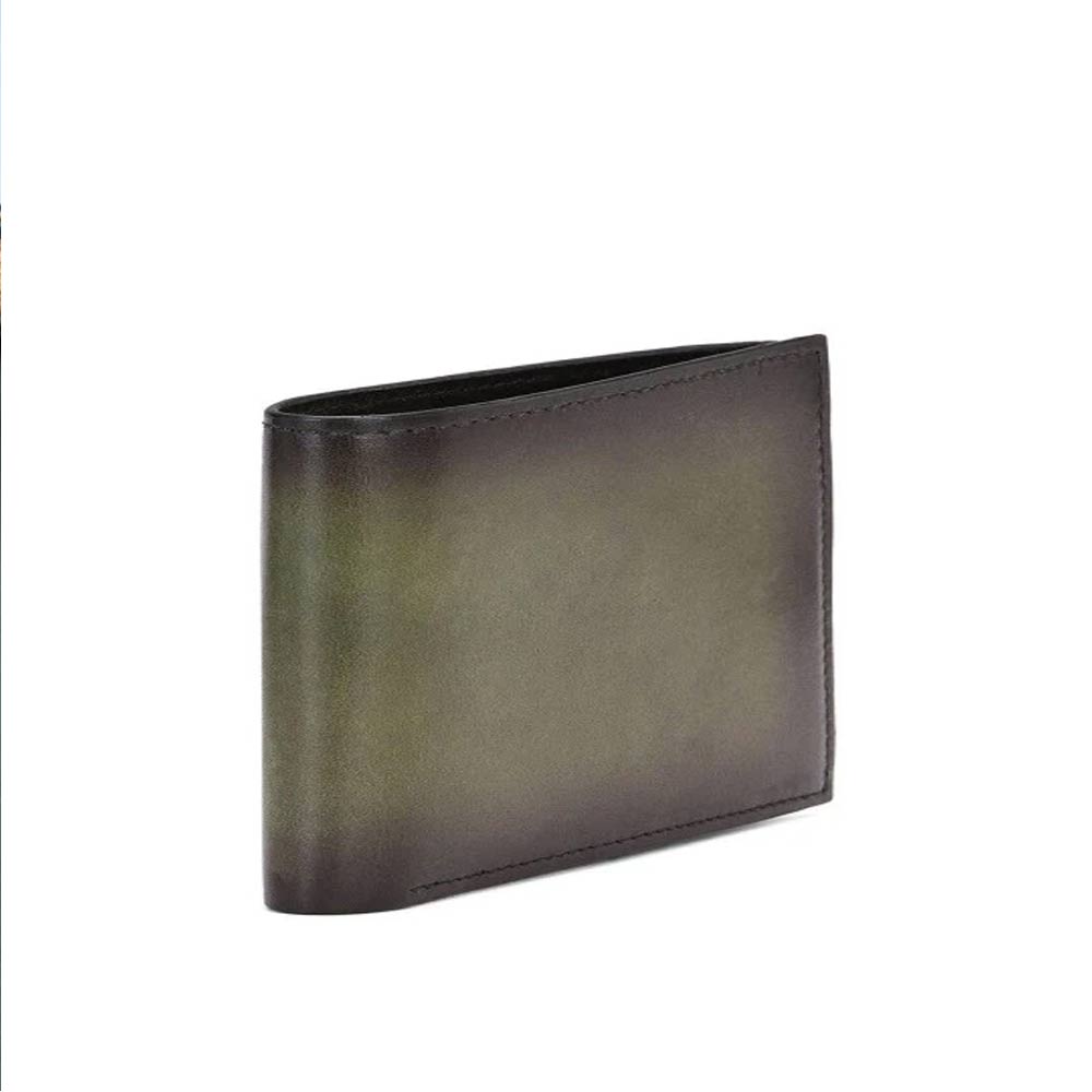 Olive Italian Leather Men's Wallet Set