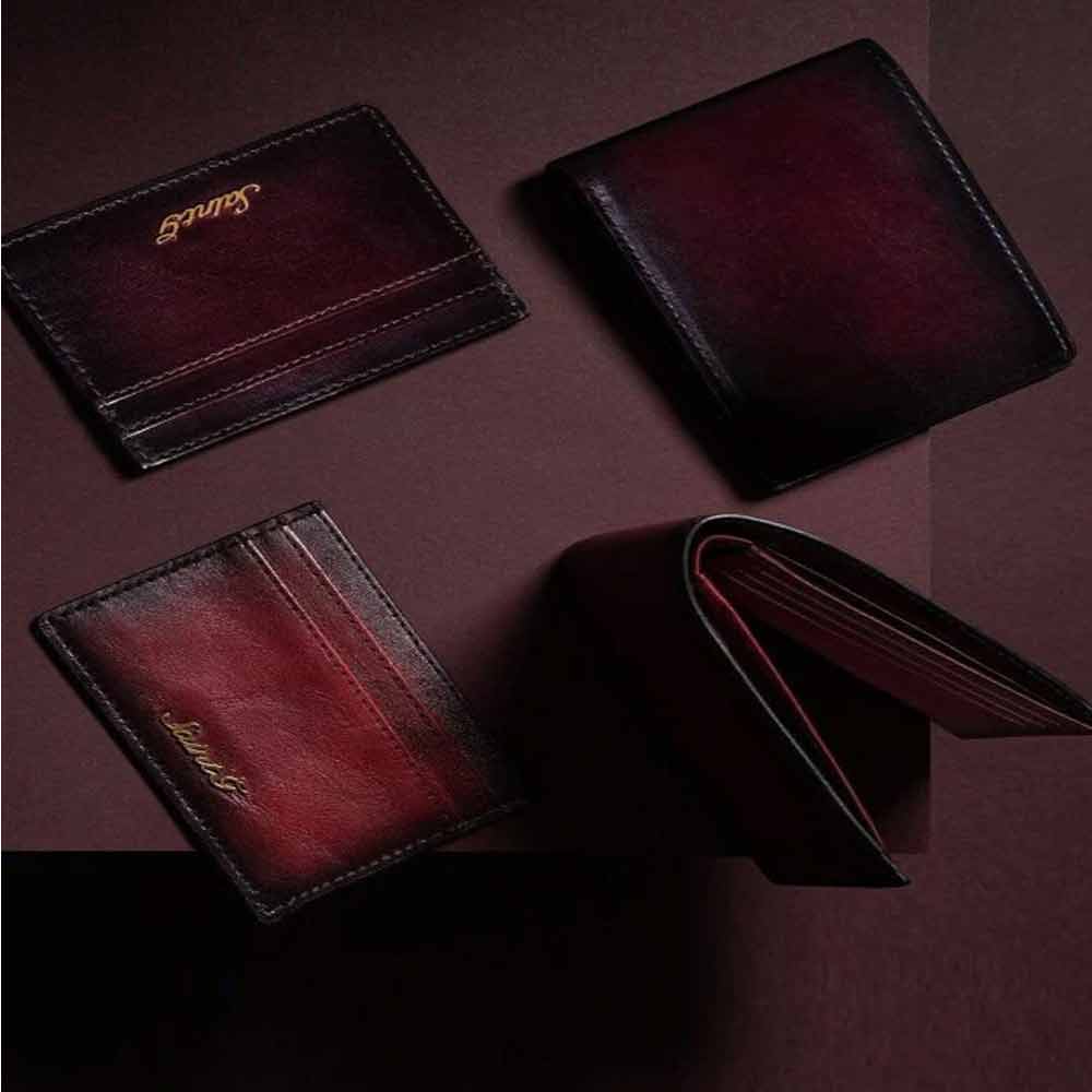 Dark Brown Leather Men's Wallet Set