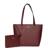 Favore Textured Burgundy Leather Structured Shoulder Bag With a Small Pouch