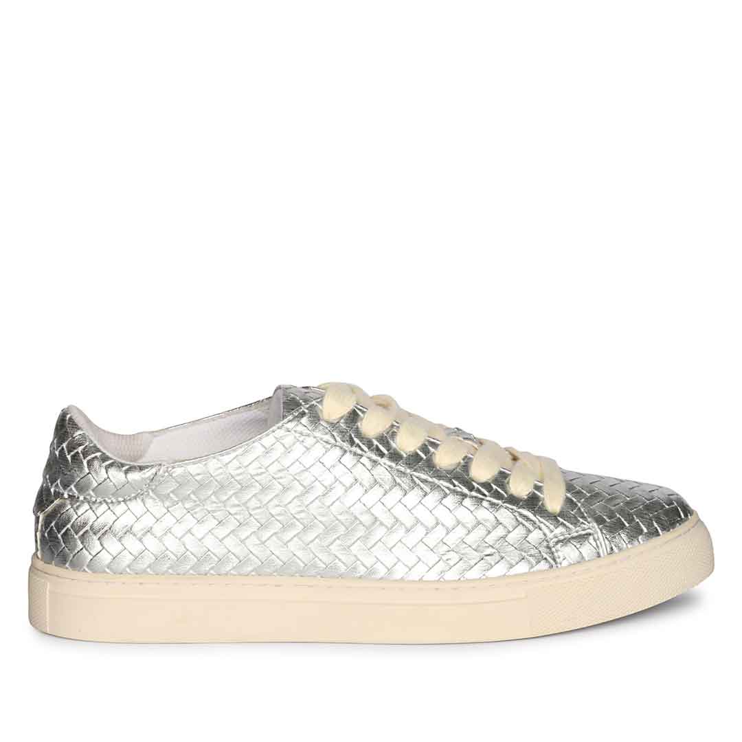 Saint Liza Silver Leather Sneakers