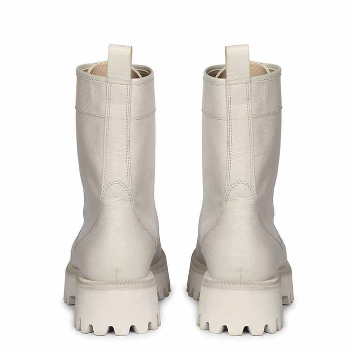 Saint Anastasia Ivory Leather Lace Up High Ankle Boots