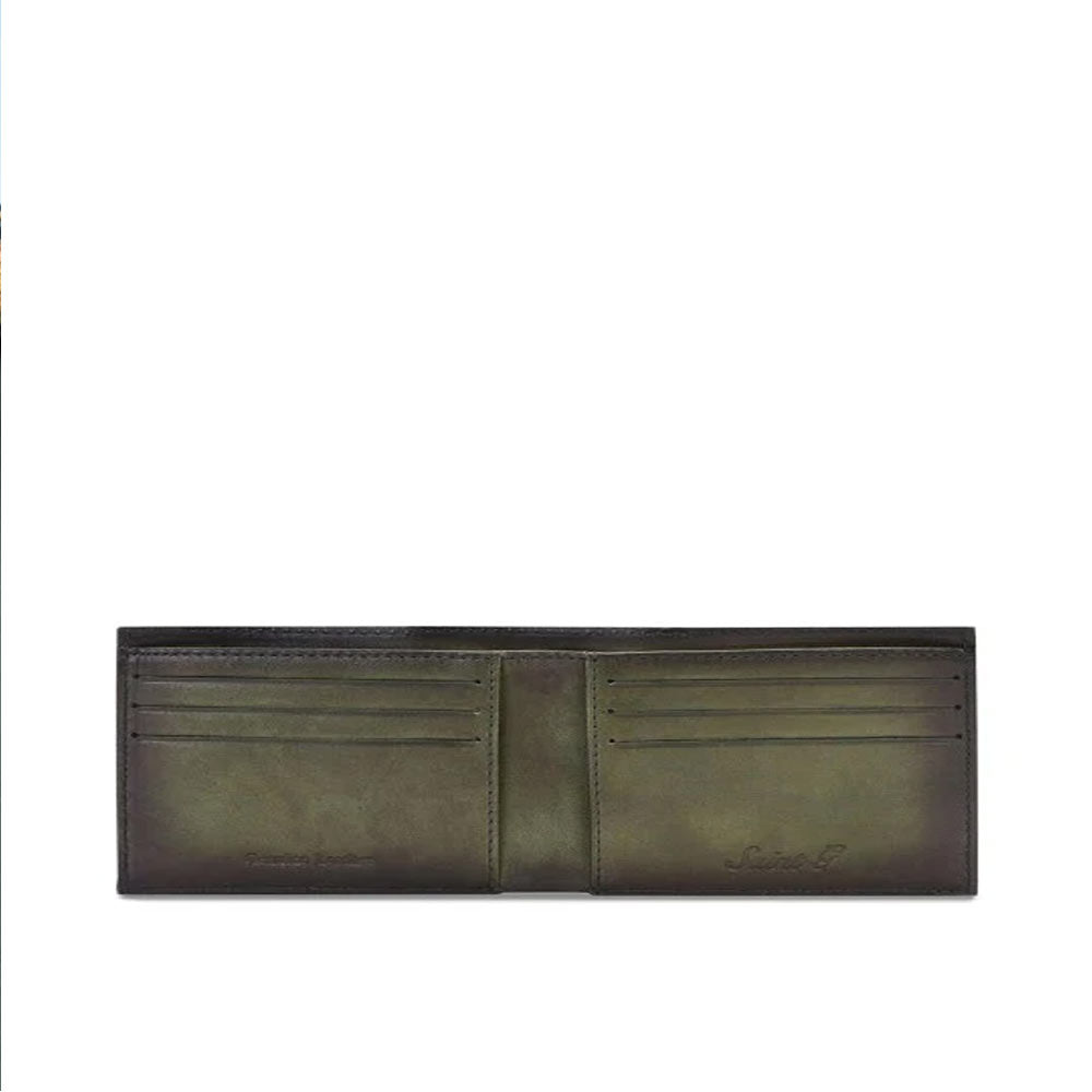 Olive Italian Leather Men's Wallet Set