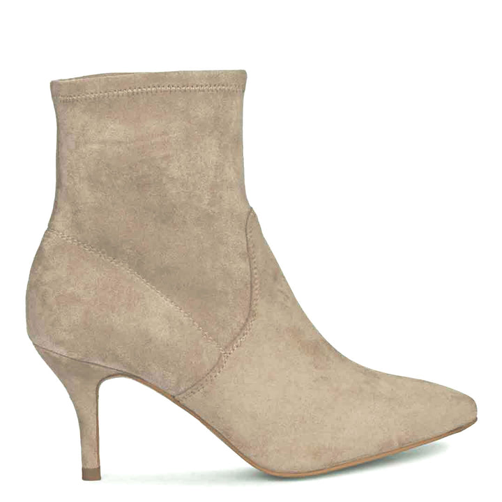 Saint Jemima Taupe Stretch Suede Stilettos Ankle Boots