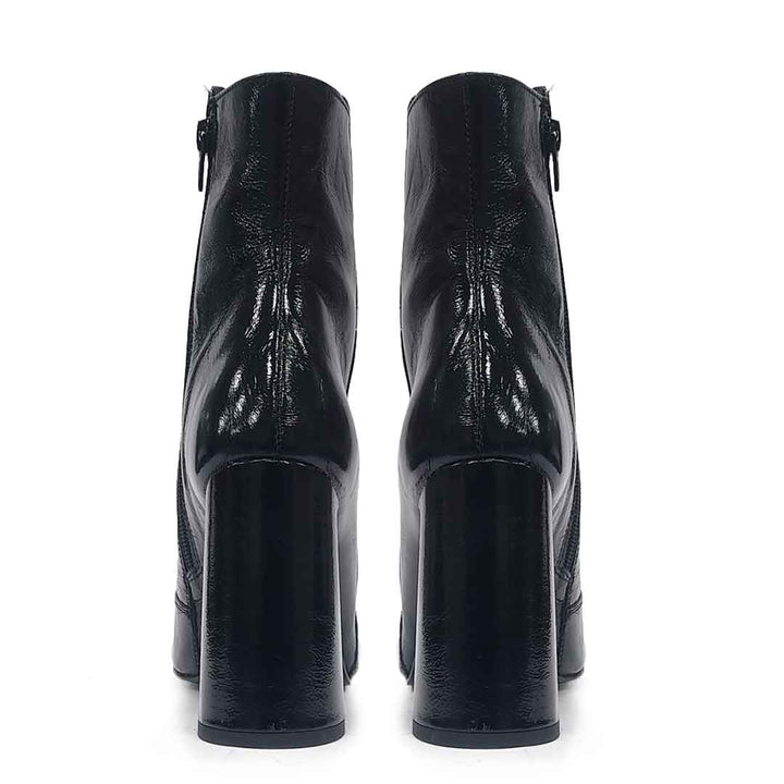 Saint Maura Black Patent Leather High Ankle Boots