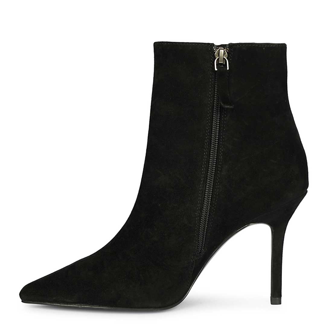 Saint Romola Black Suede Leather Stiletto Ankle Boots