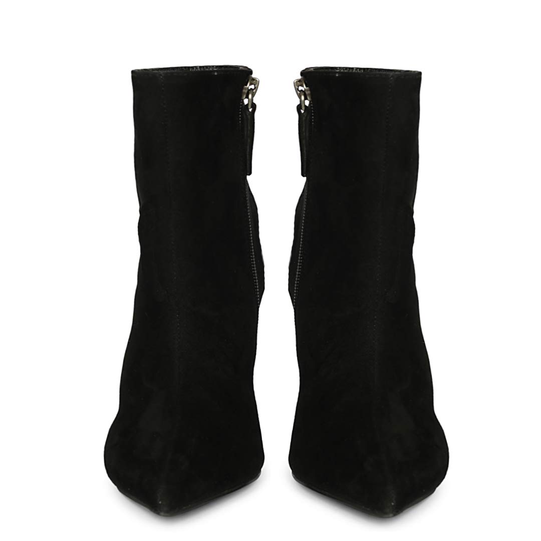 Saint Romola Black Suede Leather Stiletto Ankle Boots