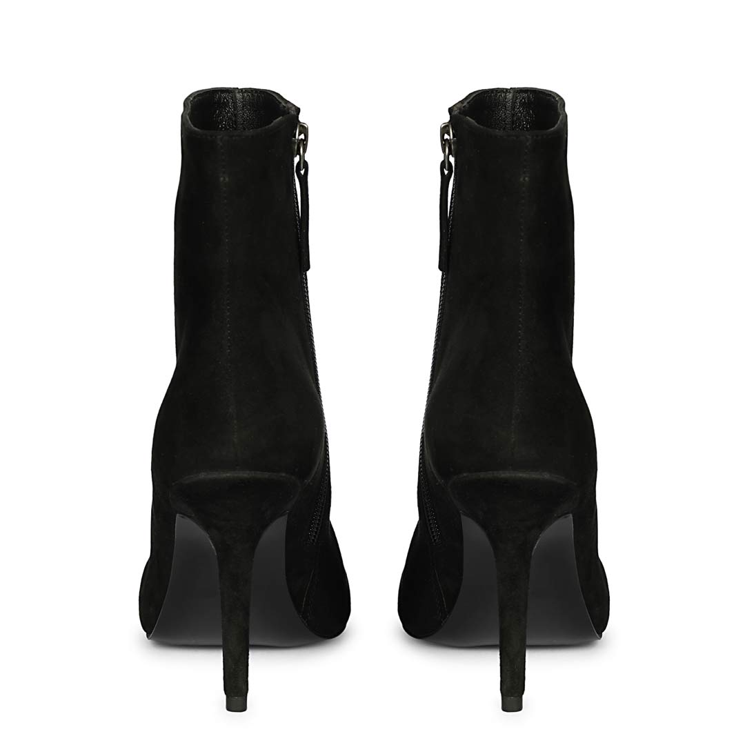 Saint Romola Black Suede Leather Stiletto Ankle Boots