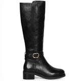 Saint Abella Buckle Decorative Black Leather Long Boots