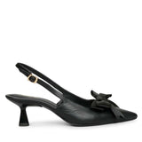 Saint Toria Black Bow Embellished Leather Pumps