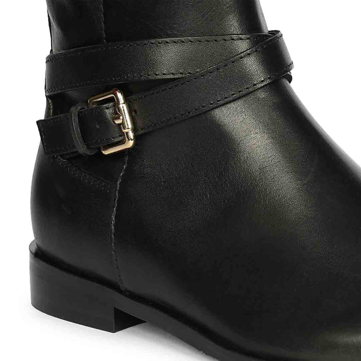 Saint Zola Black Leather Buckle Ankle Boots