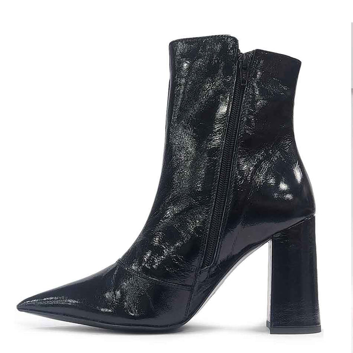 Saint Maura Black Patent Leather High Ankle Boots