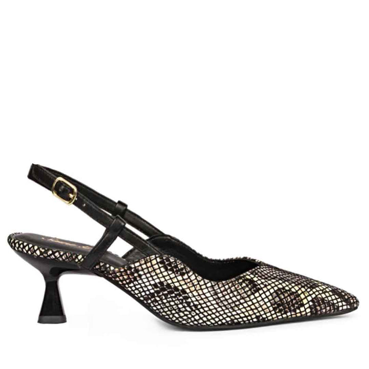 Saint Quinn Choco Black Snake Print Leather Pumps