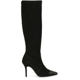 Saint Estrella Studded Stretch Suede Stiletto Long Boots