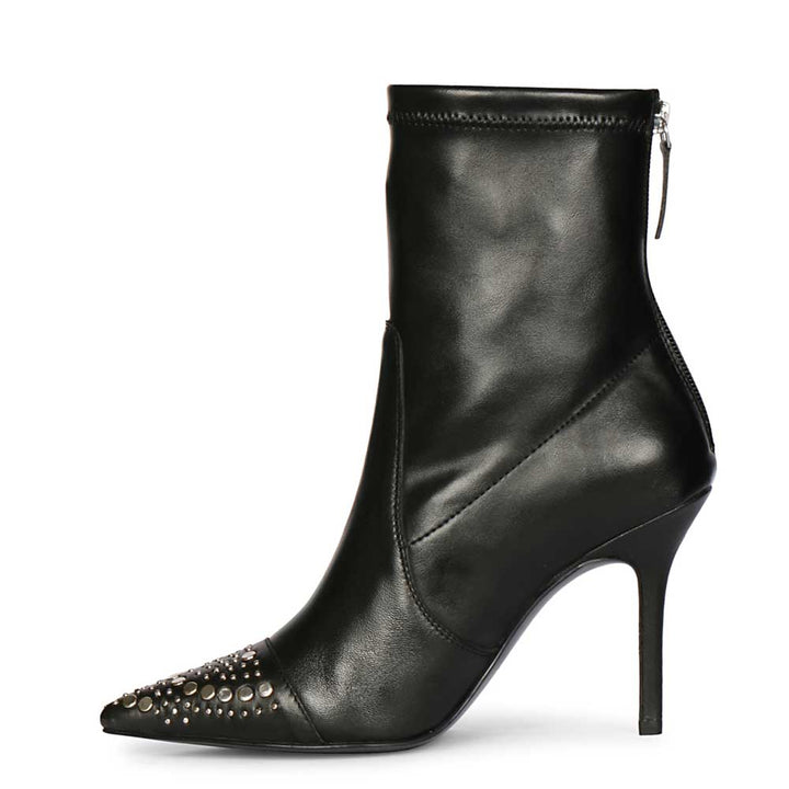 Saint Estrella Studded Stretch Napa Leather Stiletto Ankle Boots